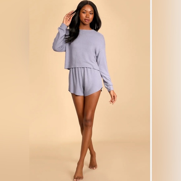 Lulus Other - lulus In Your Dreams Dusty Purple Long Sleeve / Shorts Pajama Set; size S